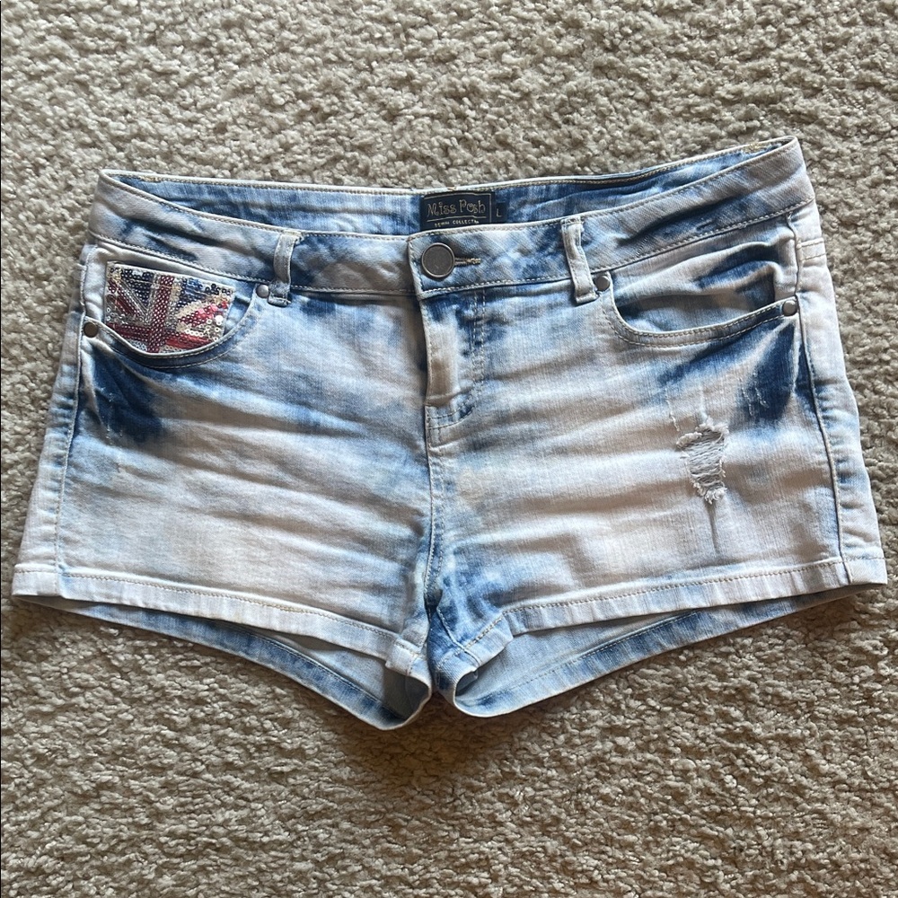 Blue Tie-Dye Women Shorts size Large